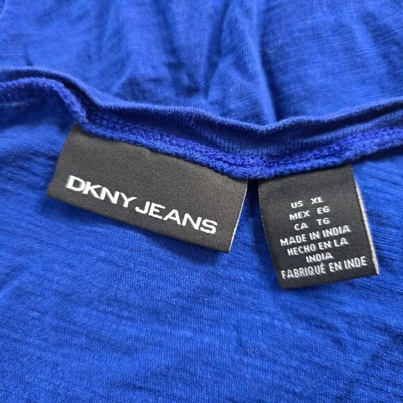 DKNY Tank Top Women's XL Blue Sleeveless Wide Straps Embordered Aztec - Picture 4 of 16